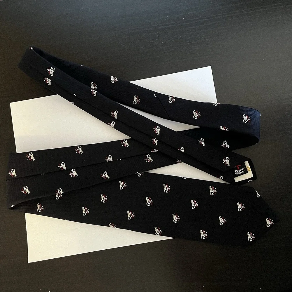 Robert Talbott VTG 60's‎ Equestrian Tie Horse Silk/Poly England Florida Collab